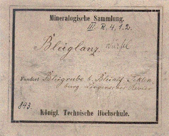 historical label, Königlich Technische Hochschule Berlin